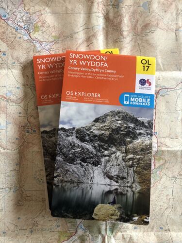 A picture of a map for sale. Ordnance Survey OS Map OL17 for Snowdon - Yr Wyddfa and the Conwy Valley - Dyffryn Conwy.