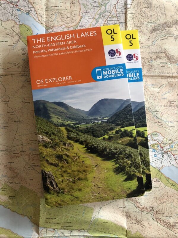 A picture of a map for sale on our website. AA 50 Walks in the Lake District