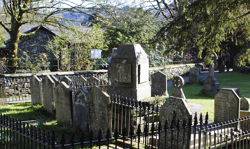 The grave of William Wordsworth in Grasmere in the heart of the Lake District. 