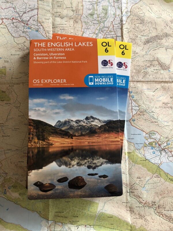 Picture of a map for sale on our website. OS Explorer Map OL 6 The English Lakes. South Western Area. Coniston, Ulverston & Barrow in Furness.