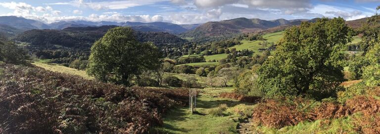 A view of Ambleside from the side of Wansfell Pike in the Lake District.