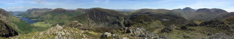 Panorama from the summit of Haystacks in the Lake District.